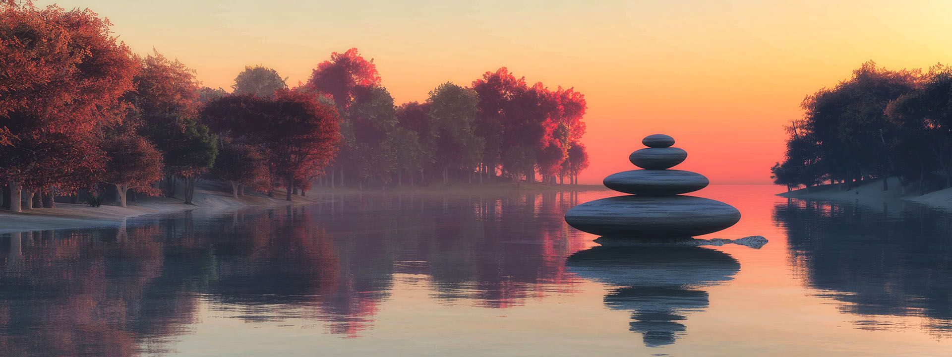Zen-Steine am stillen Wasser